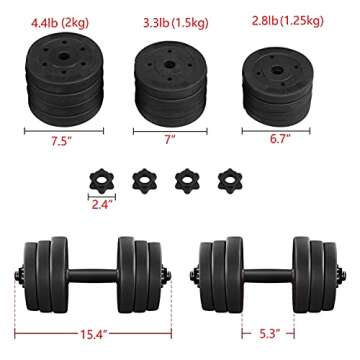 Yaheetech 44 LB Adjustable Dumbbell Weight Set Free Weight Set for Men & Women Home Gym Office Exercise and Fitness Equipment Workout Body Building Training Black