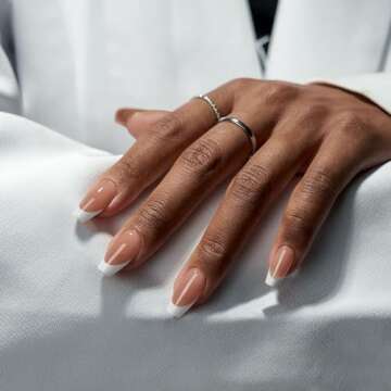 BTArtboxnails French Tip Press on Nails - Fake Nails Brown Short Coffin XCOATTIPS, No Need to File G...