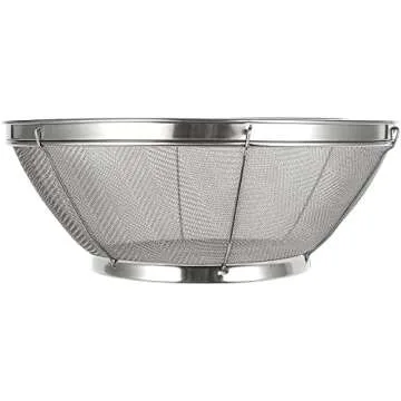 Large Fine Mesh Strainer for Kitchen - Metal Stainless Steel Colander for Rice, Pasta, Quinoa, Yogurt (11x4 In)