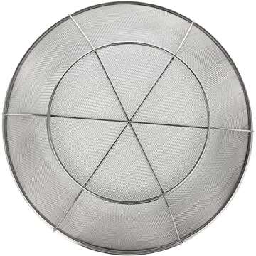 Large Fine Mesh Strainer for Kitchen - Metal Stainless Steel Colander for Rice, Pasta, Quinoa, Yogurt (11x4 In)