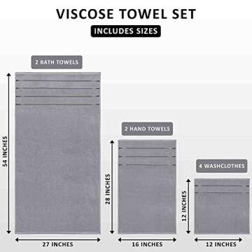 Utopia Towels 8-Piece Luxury Towel Set, 2 Bath Towels, 2 Hand Towels, and 4 Wash Cloths, 600 GSM Rin...
