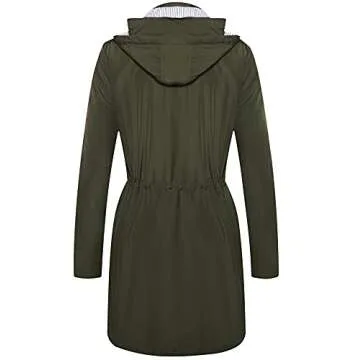 Twinklady Rain Jacket Women Windbreaker Striped Climbing Raincoats Waterproof Lightweight Outdoor Hooded Trench Coats