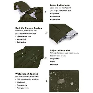 Twinklady Rain Jacket Women Windbreaker Striped Climbing Raincoats Waterproof Lightweight Outdoor Hooded Trench Coats