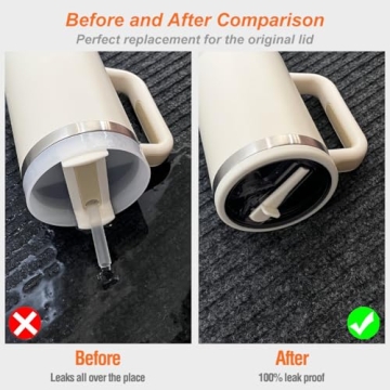 2 Pack Flip Straw Leak Proof Lid for Stanley 40 oz Tumbler Quencher - 40oz Reusable Spill Proof Lid Top Cover Stanley Cup Accessories - Replacement of Leaking Original Stanley Lids - Beige