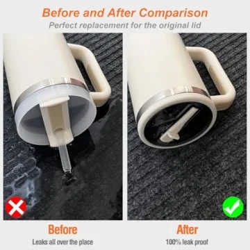 2 Pack Flip Straw Leak Proof Lid for Stanley 40 oz Tumbler Quencher - 40oz Reusable Spill Proof Lid Top Cover Stanley Cup Accessories - Replacement of Leaking Original Stanley Lids - Beige