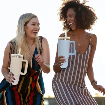 2 Pack Flip Straw Leak Proof Lid for Stanley 40 oz Tumbler Quencher - 40oz Reusable Spill Proof Lid Top Cover Stanley Cup Accessories - Replacement of Leaking Original Stanley Lids - Beige