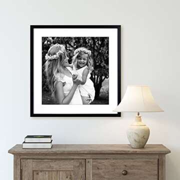 Yaetm 20x20 Black Picture Frame Set of 3, Square 20x20 Frame Displays 16x16 with Mat or 20 x 20 without Mat, Gallery Wall Frames 20x20 for Wall Mounting (3 Pack, Black)