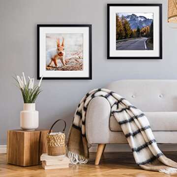 Yaetm 20x20 Black Picture Frame Set of 3, Square 20x20 Frame Displays 16x16 with Mat or 20 x 20 without Mat, Gallery Wall Frames 20x20 for Wall Mounting (3 Pack, Black)