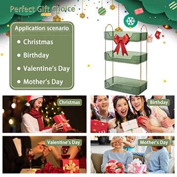 shuang qing Bathroom Counter Organizer Countertop Storage, Cosmetics Skincare Shelf Organizer, Makeup Organizer Perfume for Dresser Vanity Tray, Spice Rack Organizer for Kitchen(3 Tier-Green)