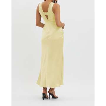 Elegant BAGONE Satin Lace V Neck Backless Maxi Dress 2024