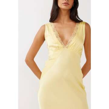 Elegant BAGONE Satin Lace V Neck Backless Maxi Dress 2024