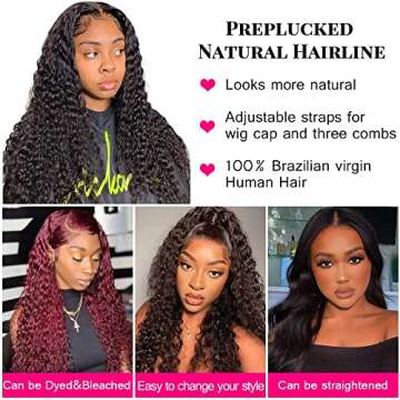 13x6 HD Lace Front Wigs for Black Women Deep Wave