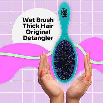 Wet Brush Thick Hair Detangling Brush, Teal - Ultra-Soft IntelliFlex Bristles Glide Through Tangles ...