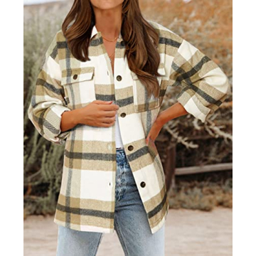 BTFBM Women's Oversized Plaid Flannel Shirts for Casual Wear