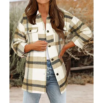 BTFBM Women's Oversized Plaid Flannel Shirts for Casual Wear