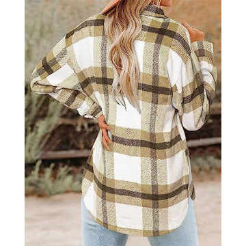 BTFBM Women's Oversized Plaid Flannel Shirts for Casual Wear