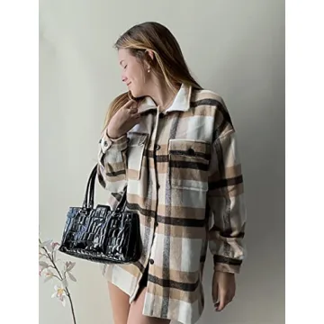 BTFBM Women's Oversized Plaid Flannel Shirts for Casual Wear