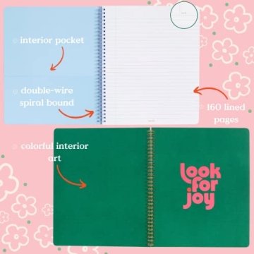 ban.do Large Floral Spiral Notebook for Creative Minds