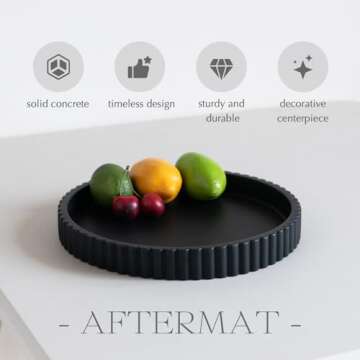 Decorative Tray for Coffee Table Tray Decor, Concrete Black Round Tray Home Decor Tray, Table Trays ...