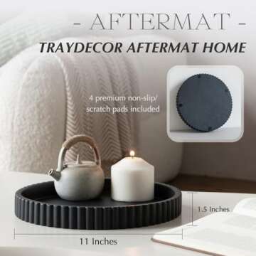 Decorative Tray for Coffee Table Tray Decor, Concrete Black Round Tray Home Decor Tray, Table Trays Decorative, Bandejas Decorativas, Centerpiece Tray