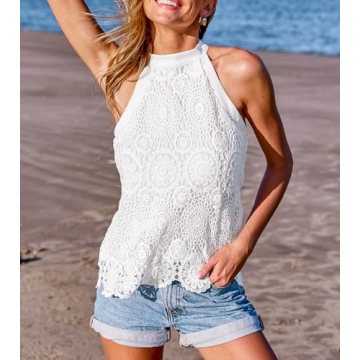 CUPSHE Women's Boho Lace Tank Top for Summer Style
