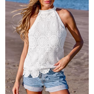 CUPSHE Women's Boho Lace Tank Top for Summer Style
