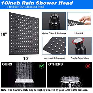 UPGRADED 10" Black Shower Head with Handheld Spray Waterfall Showerhead High Pressure Detachable Shower Head with Hose & 12" Shower Head Extension Arm Free Shower Head Filter for Hard Water + 4 Hooks