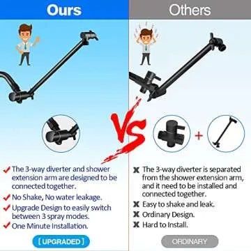 UPGRADED 10" Black Shower Head with Handheld Spray Waterfall Showerhead High Pressure Detachable Shower Head with Hose & 12" Shower Head Extension Arm Free Shower Head Filter for Hard Water + 4 Hooks