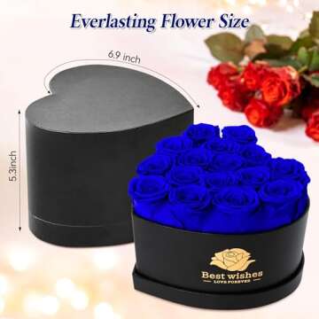Valentines Day Rose Gifts for Her,Birthday Gifts for Women,16Pcs Preserved Blue Roses for Her in Heart Shape Box,Preserved Fresh Flower for Mom,Preserved Roses Flowers for Wife,Anniversary,Birthday