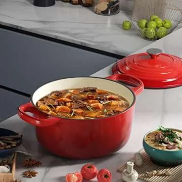 Miereirl 6 QT Enameled Dutch Oven for Versatile Cooking