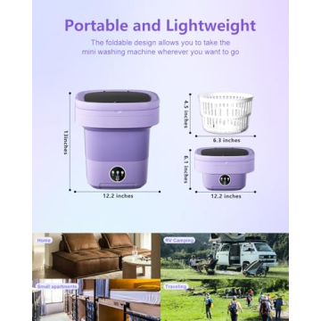 Portable Washing Machine, 16L Small Portable Washer and Dryer Combo Mini Foldable Washing Machine Co...