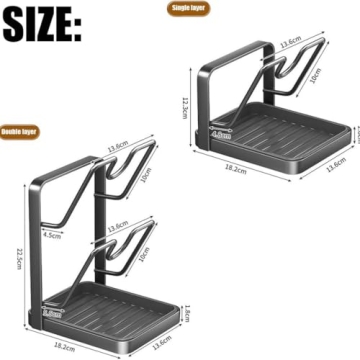 GDSAFS Kitchen Pot Lid Storage Rack – Double Layer Organizer with Drainage Tray