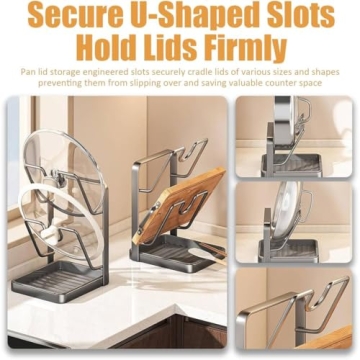 GDSAFS Kitchen Pot Lid Holder with Tray - Multifunctional Organizer