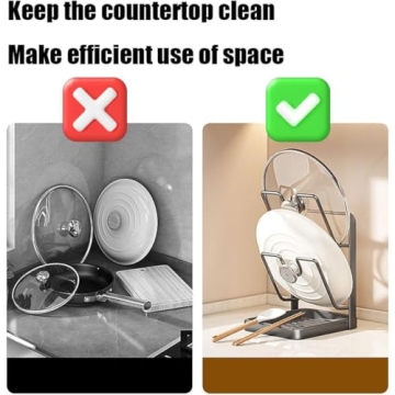 GDSAFS Kitchen Pot Lid Holder with Tray - Multifunctional Organizer