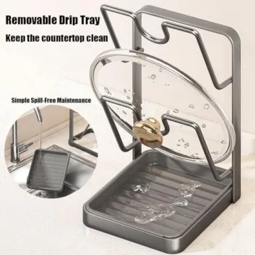 GDSAFS Kitchen Pot Lid Holder with Tray - Multifunctional Organizer
