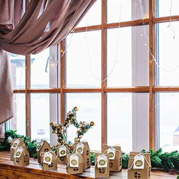 GWHOLE 24Pcs Empty Advent Calendar to Fill, Paper House Shaped Gift Boxes with 1-24 Number Tags Countdown to Christmas 2024, Christmas Treat Boxes for Xmas Decoration Party Favors