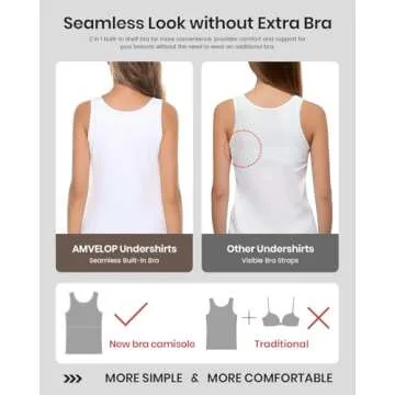 AMVELOP Tank Tops for Women Built in Bra Cotton Shelf Bra Tanks Layering Undershirts 2-3 Pack
