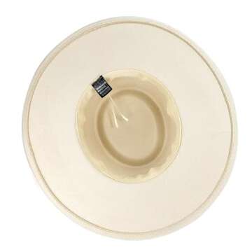 Wide Brim Panama Fedora Hat - Warm Felt Flat Top Pork Pie Cap for Women Men (Size:M/L) (US, Alpha, Medium, Large, Beige)