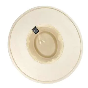 Wide Brim Panama Fedora Hat - Warm Felt Flat Top Pork Pie Cap for Women Men (Size:M/L) (US, Alpha, Medium, Large, Beige)