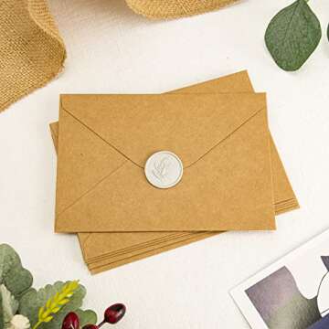 Eisumy 50 Pcs Wax Seal Stickers Grey Olive Leaf Envelope Seal Stickers for Wedding/Bithday/Baby Show...