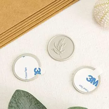 Eisumy 50 Pcs Wax Seal Stickers Grey Olive Leaf Envelope Seal Stickers for Wedding/Bithday/Baby Shower/Thanksgiving/Invatation/Bussiness Envelope Sticker