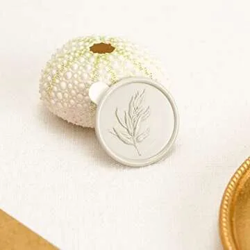 Eisumy 50 Pcs Wax Seal Stickers Grey Olive Leaf Envelope Seal Stickers for Wedding/Bithday/Baby Shower/Thanksgiving/Invatation/Bussiness Envelope Sticker