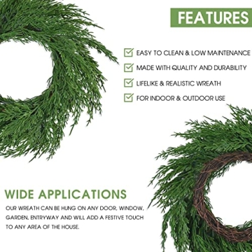 12" Premium Faux Cedar Wreath for Year-Round Decor