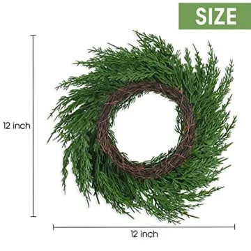 12" Premium Faux Cedar Wreath for Year-Round Decor