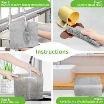 TIVERAIN 4 Pack Damp Clean Duster Towel Streakless Cloths Flexible Dusting Towel Magic Reusable Cleaning Cloths Scrub Wet Duster Sponge Absorbent Kitchen Rag for Picking Up Pet Hair, Dirt & Grime