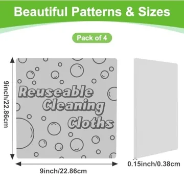 TIVERAIN 4 Pack Damp Clean Duster Towel Streakless Cloths Flexible Dusting Towel Magic Reusable Cleaning Cloths Scrub Wet Duster Sponge Absorbent Kitchen Rag for Picking Up Pet Hair, Dirt & Grime