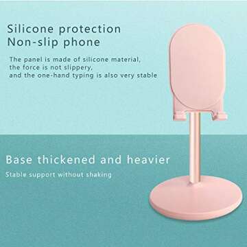 minicco Adjustable Cell Phone Stand for Desk, Hands-Free Cell Phone Holder (Pink)