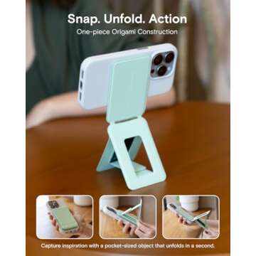 MOFT Phone Stand, Magnetic Phone Tripod Stand Stain-Resistant MOVAS Leather & Angle Adjustment & Strong Magnets Tripod for iPhone 16/15/14/13/12 (Included Metal Ring)-Jet Black