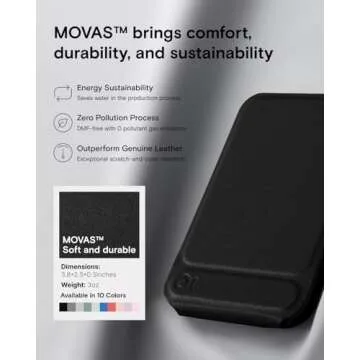 MOFT Phone Stand, Magnetic Phone Tripod Stand Stain-Resistant MOVAS Leather & Angle Adjustment & Strong Magnets Tripod for iPhone 16/15/14/13/12 (Included Metal Ring)-Jet Black