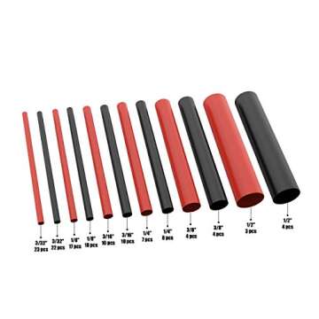 130 PC. Dual Wall Adhesive Marine Heat Shrink Kit - 3:1 Shrink Ratio - Black and Red